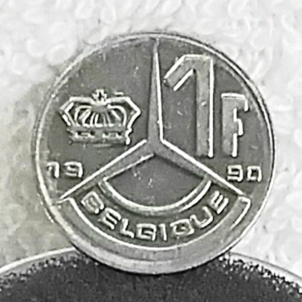 Circulated 1990 Belgium 1 Franc Belgique Bauduin I Coin made of Copper/Nickel!!
